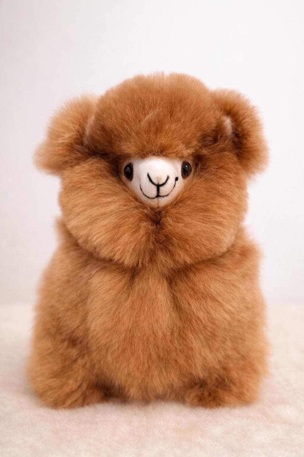 Handmade Alpaca Fur Plush, 10” Luxury Collectible – Natural Colors