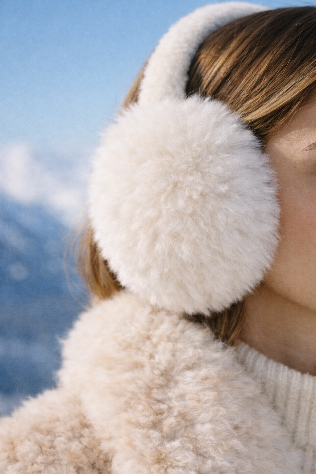 Baby Alpaca Fur Flat Earmuffs