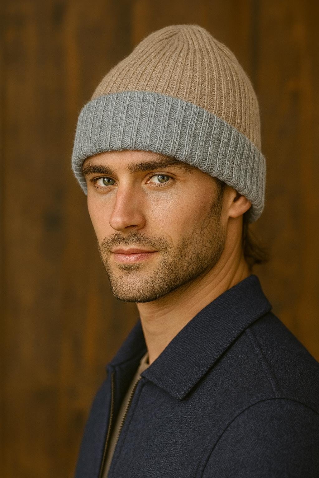 Reversible Baby Alpaca Ribbed Beanie