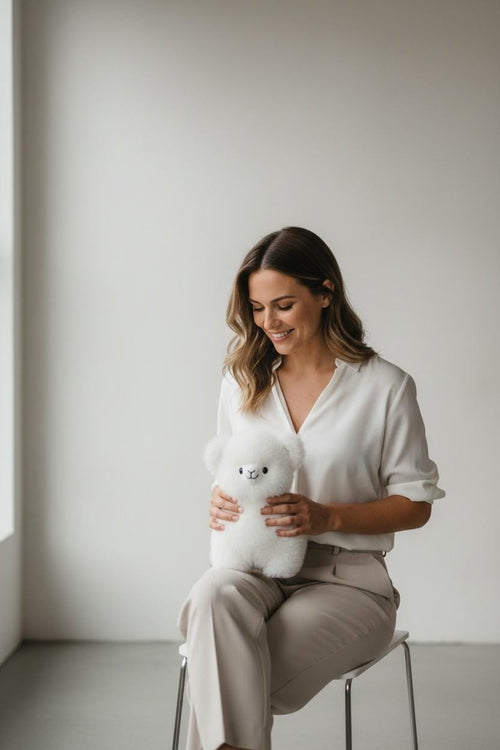 Alpaca Plush Toy 10" – Handmade Luxury Alpaca Stuffed Animal Collectible